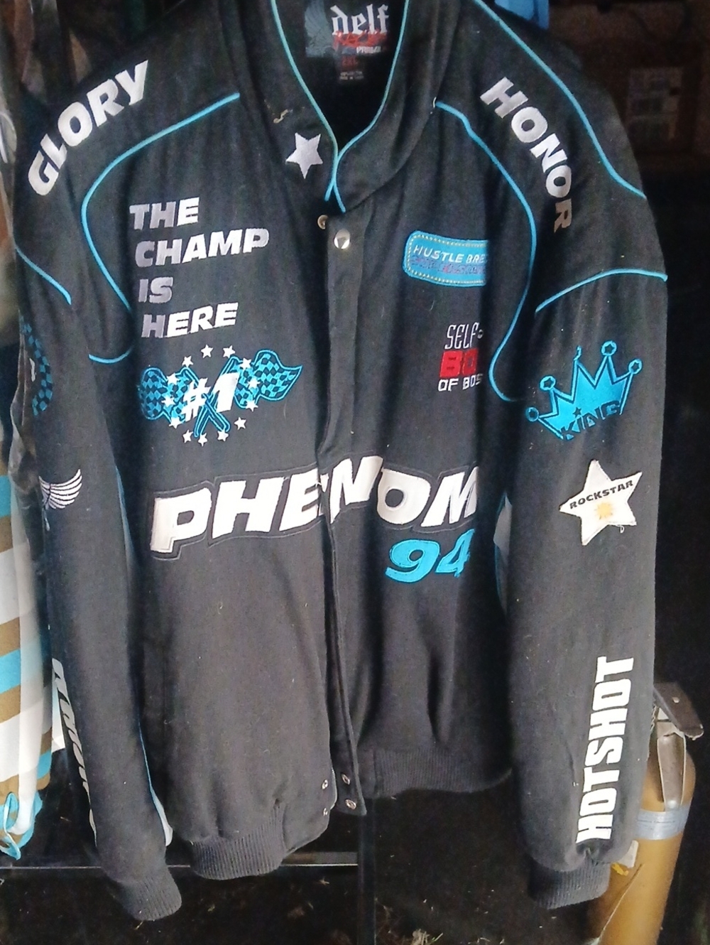 Phenom 94 Black & Teal Graphic Bomber Jacket